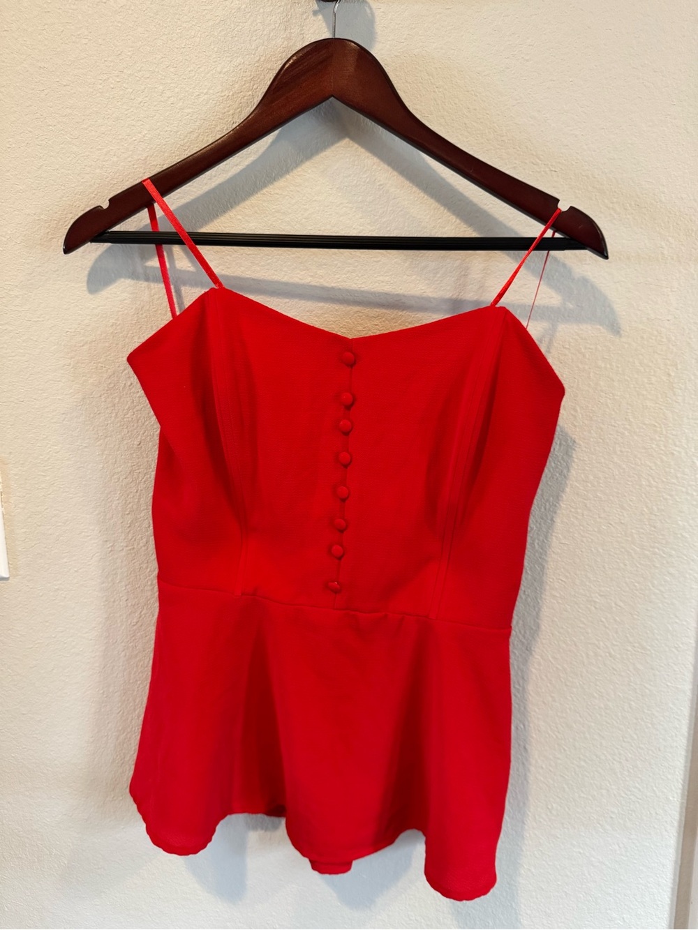 Monteau Bright Red Strapless Peplum Top